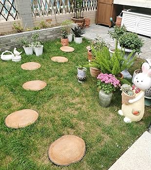 Amazon.co.jp: 飛び石 庭 天然木の質感の庭の飛び石、 木の杭の立体